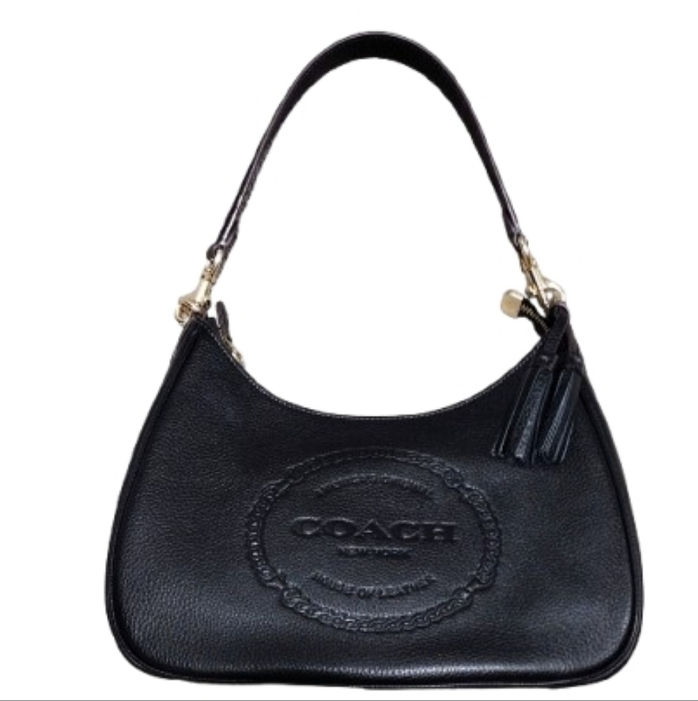 COACH *Teri* Leather Hobo w/Coach Heritage in Black